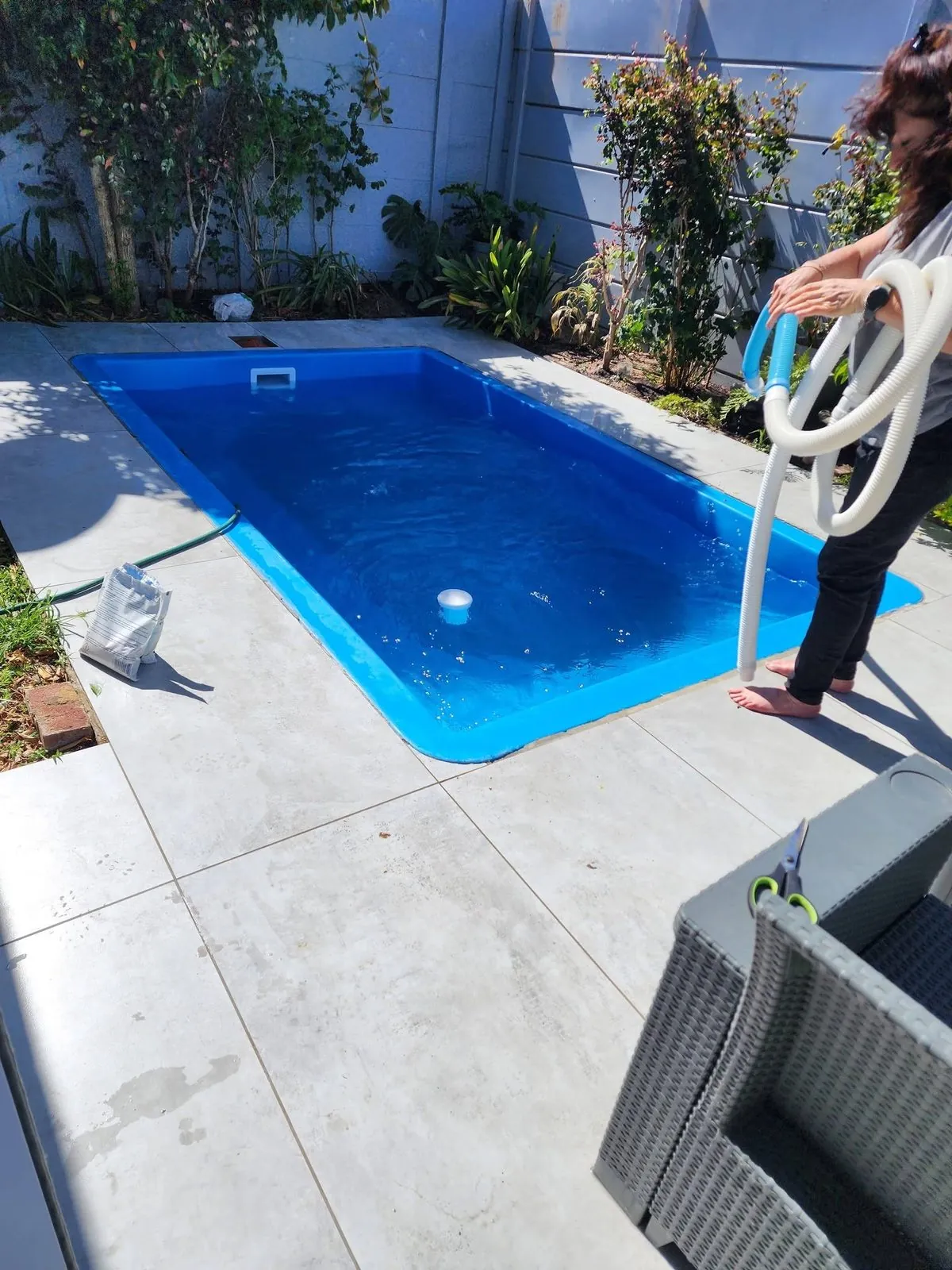 New fibreglass pool after the first fill