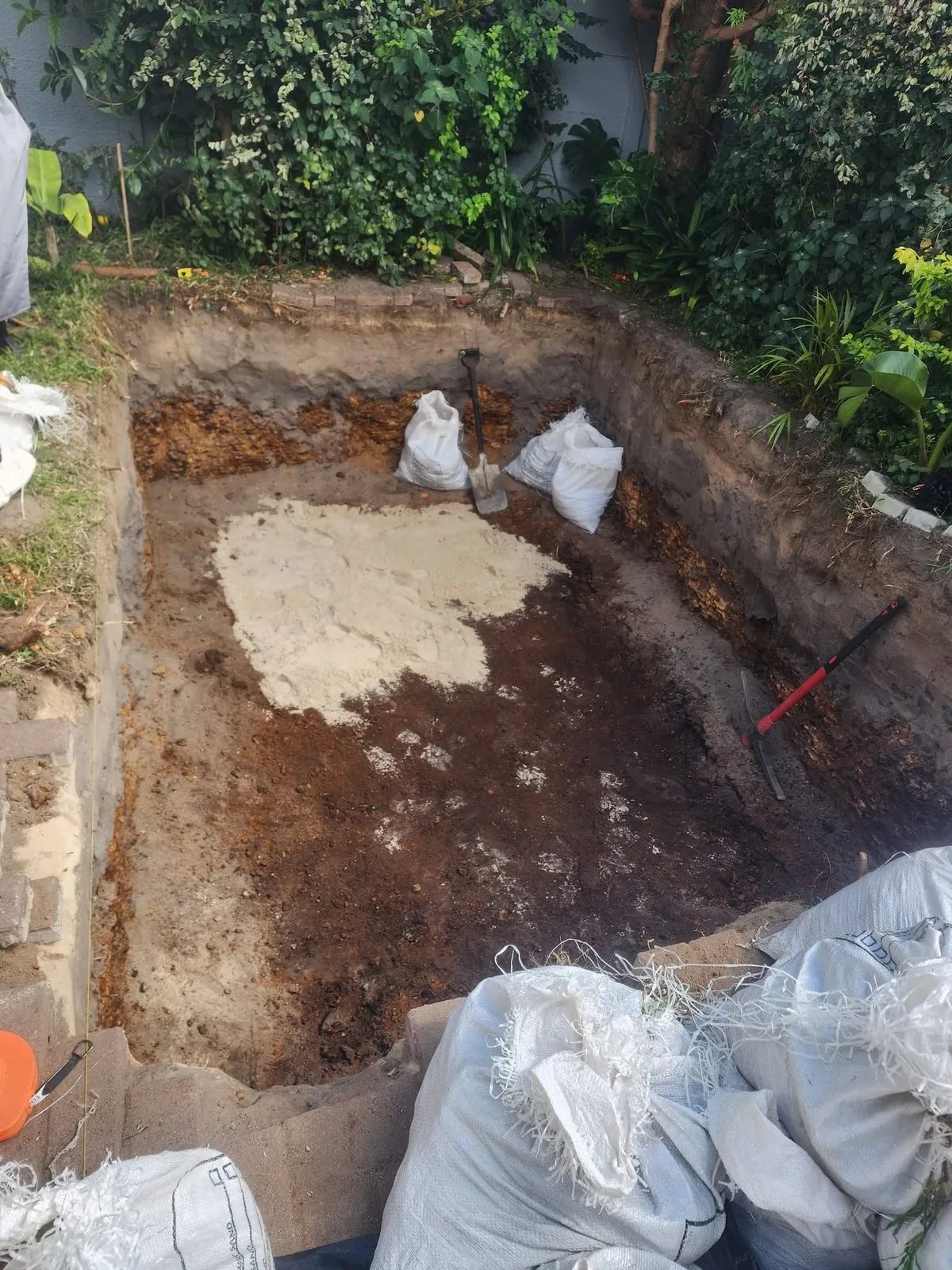 Excavated hole for a new fibreglass pool